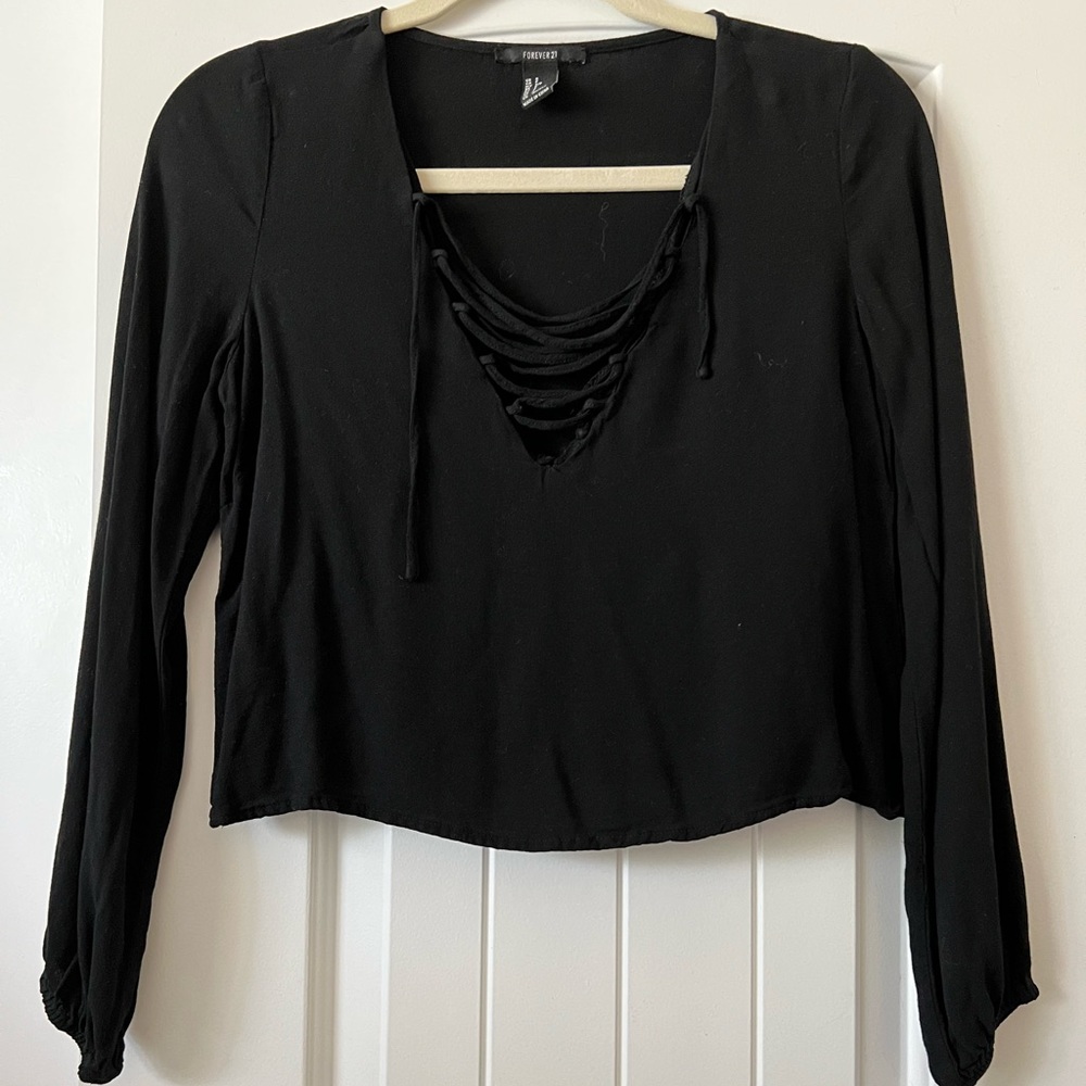 Tie-front Long Sleeve Top